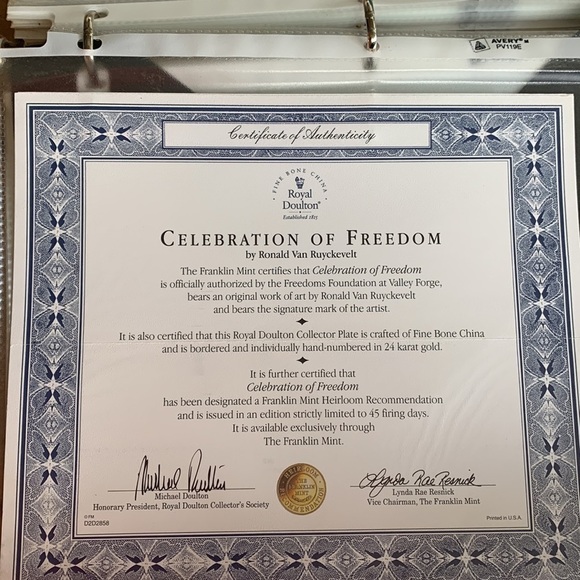 CELEBRATION OF FREEDOM by Ronald Van Ruyckevelt The Franklin Mint - Picture 3 of 3